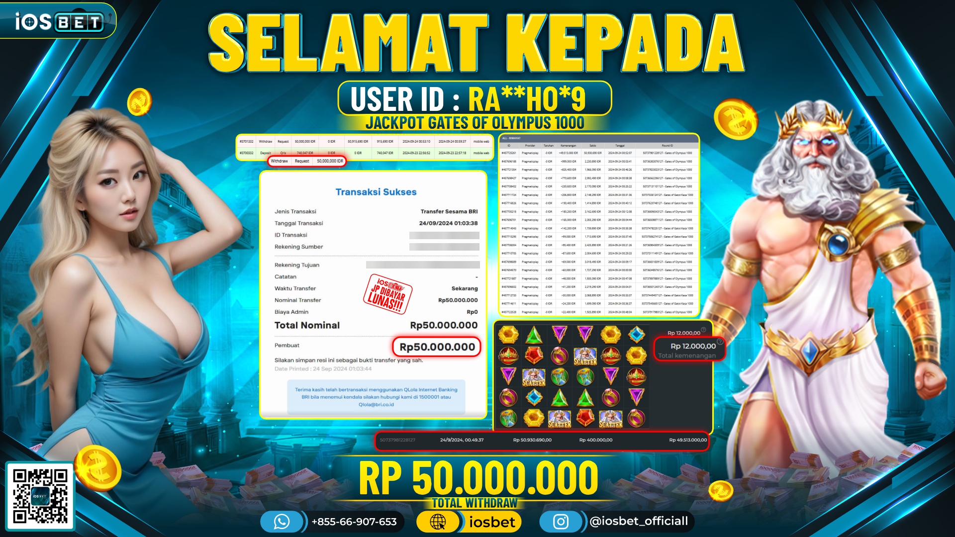 Bukti Pembayaran LUNAS SLOT GAME GACOR Rp.50.000.000,-
