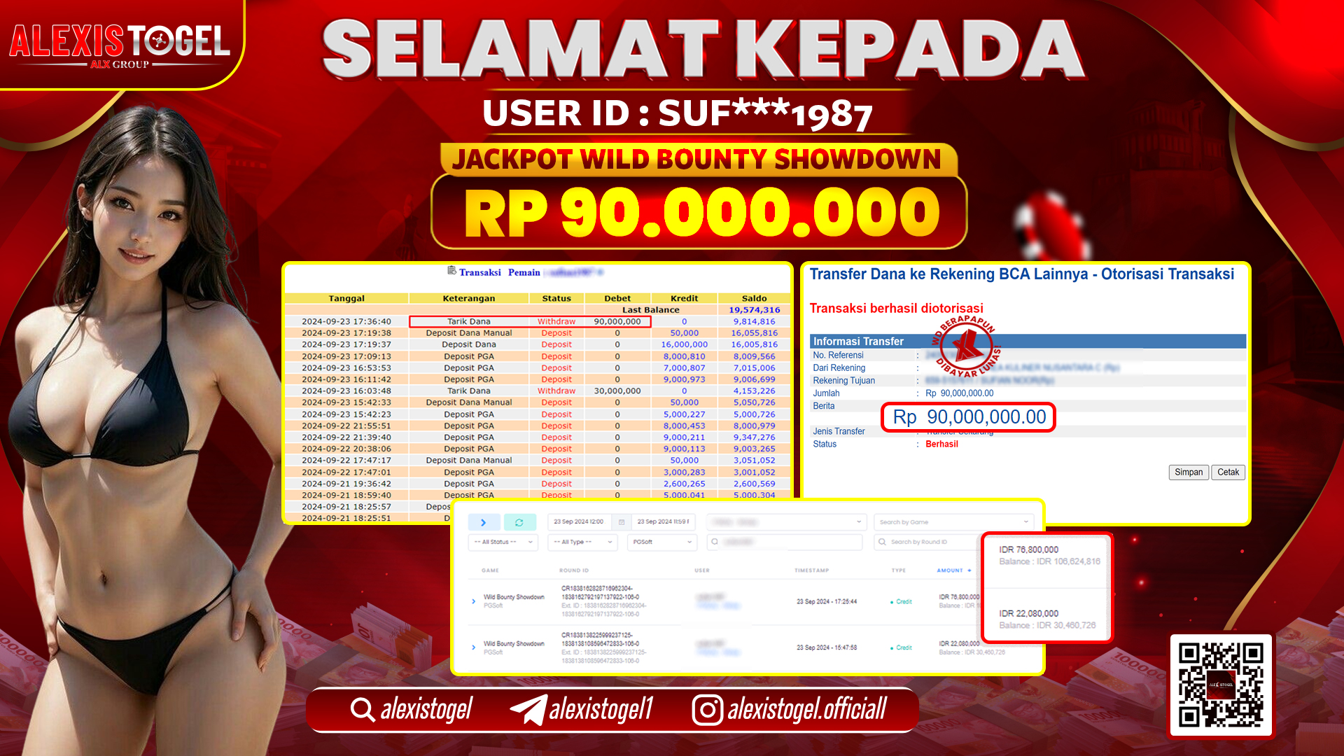 ALEXISTOGEL JACKPOT SLOT WILD BOUNTY RP.90.000.000 LUNAS