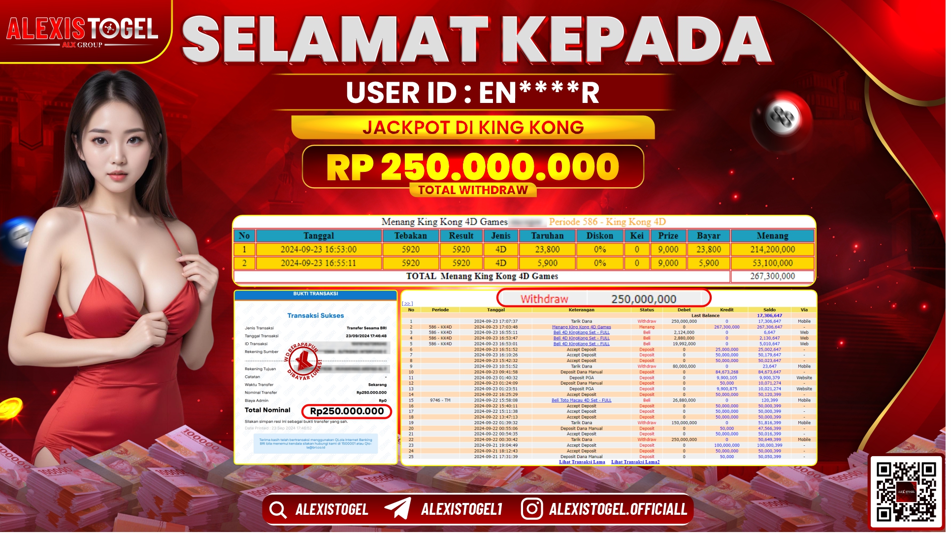 ALEXISTOGEL JACKPOT TOGEL KINGKONG POOLS RP.250.000.000 LUNAS