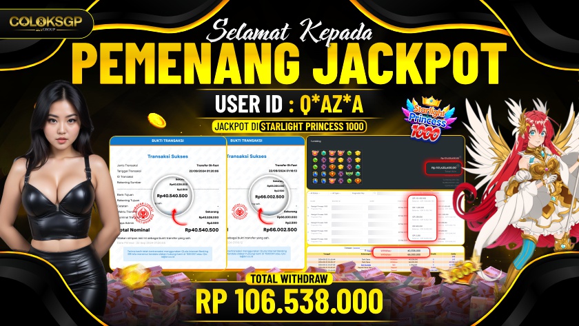 COLOKSGP JACKPOT SLOT GAMES RP 106.538.000 LUNAS