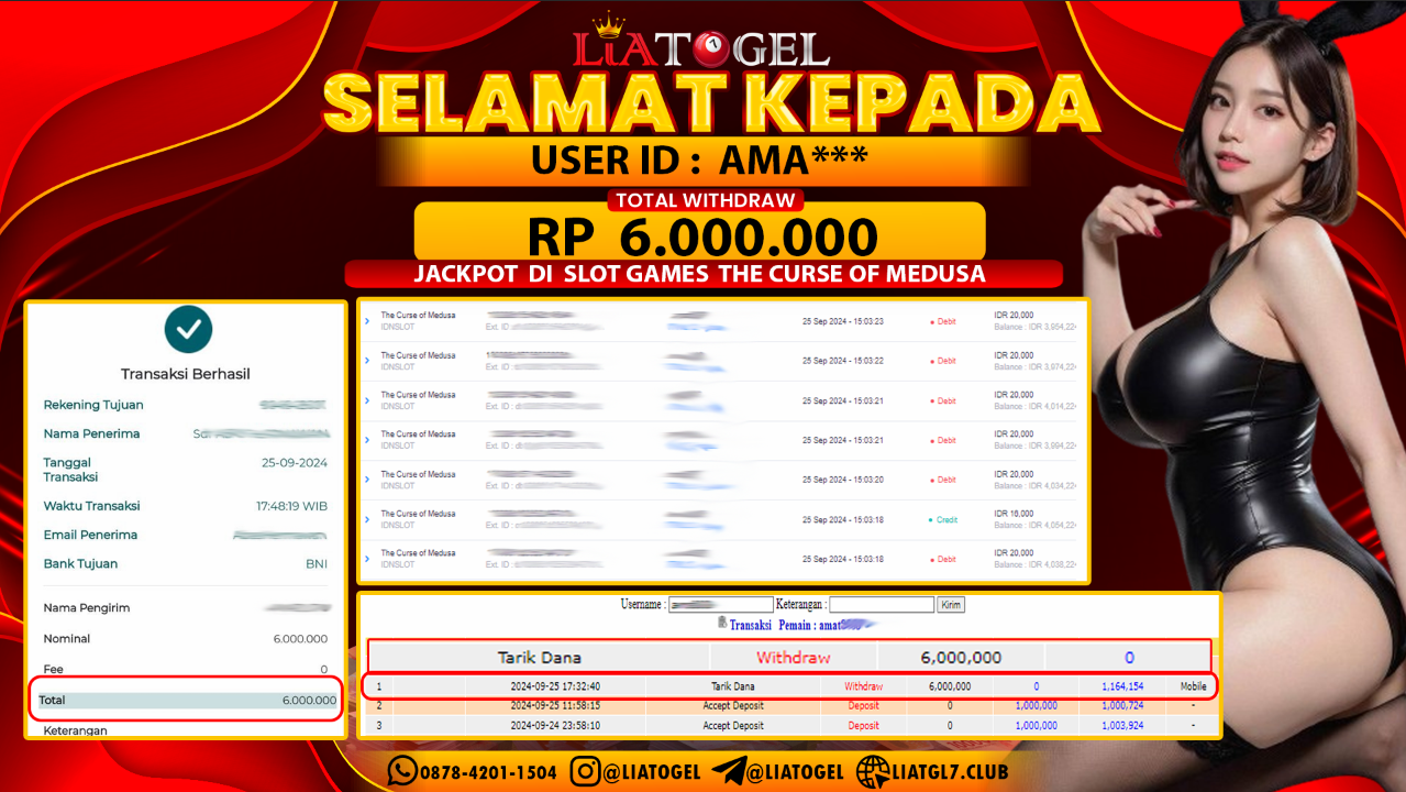 LIATOGEL - JACKPOT SLOT GAMES THE CURSE OF MEDUSA  RP 6.000.000,- LUNAS