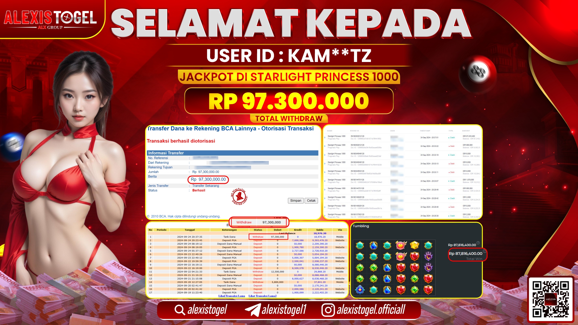 ALEXISTOGEL JACKPOT SLOT STARLIGHT PRINCESS RP.97.300.000 LUNAS