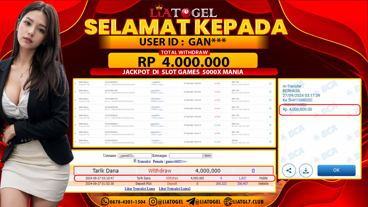 LIATOGEL - JACKPOT SLOT GAMES 5000X MANIA RP 4.000.000,- LUNAS