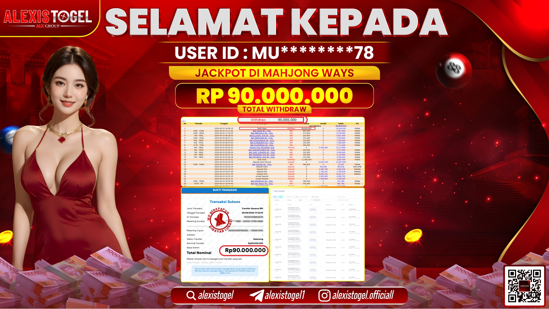 ALEXISTOGEL JACKPOT SLOT MAHJONG WAYS RP.90.000.000 LUNAS