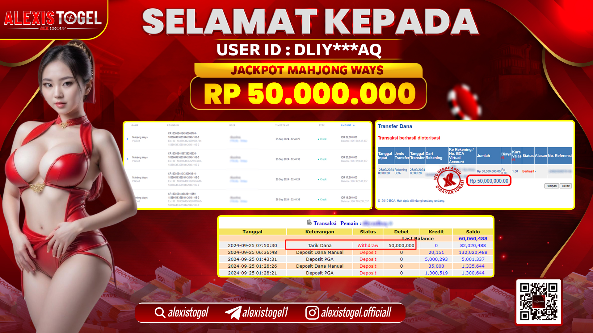 ALEXISTOGEL JACKPOT SLOT MAHJONG WAYS RP.50.000.000 LUNAS