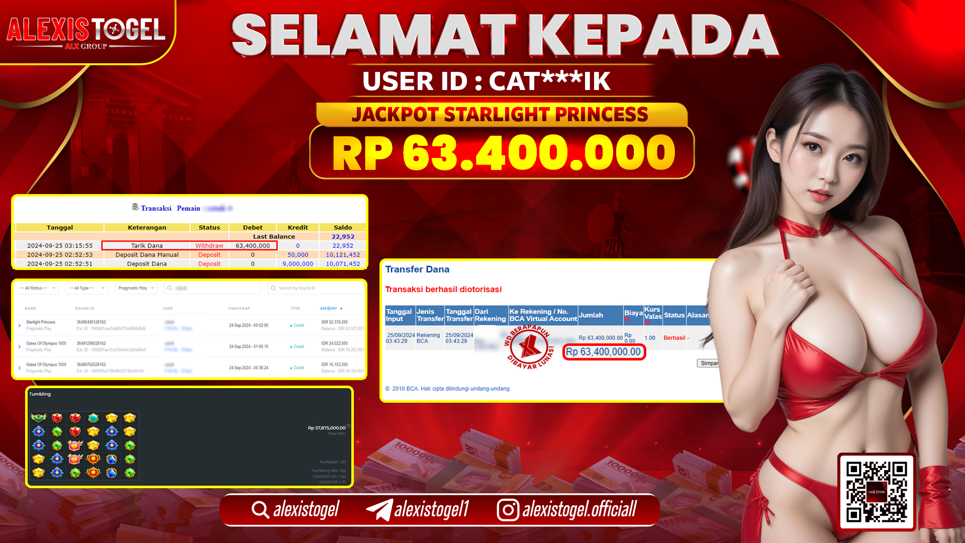 ALEXISTOGEL JACKPOT SLOT STARLIGHT PRINCESS RP.63.400.000 LUNAS