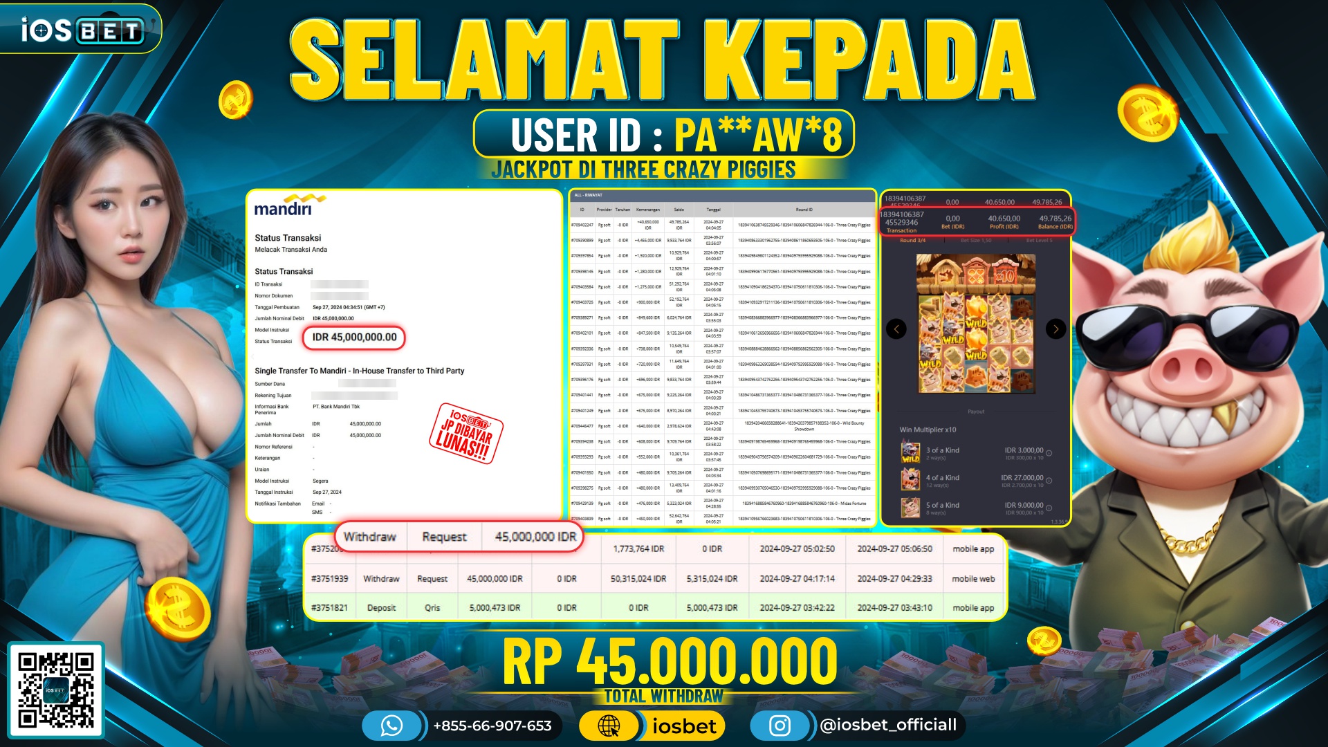 Bukti Pembayaran LUNAS SLOT GAME GACOR Rp.45.000.000,-