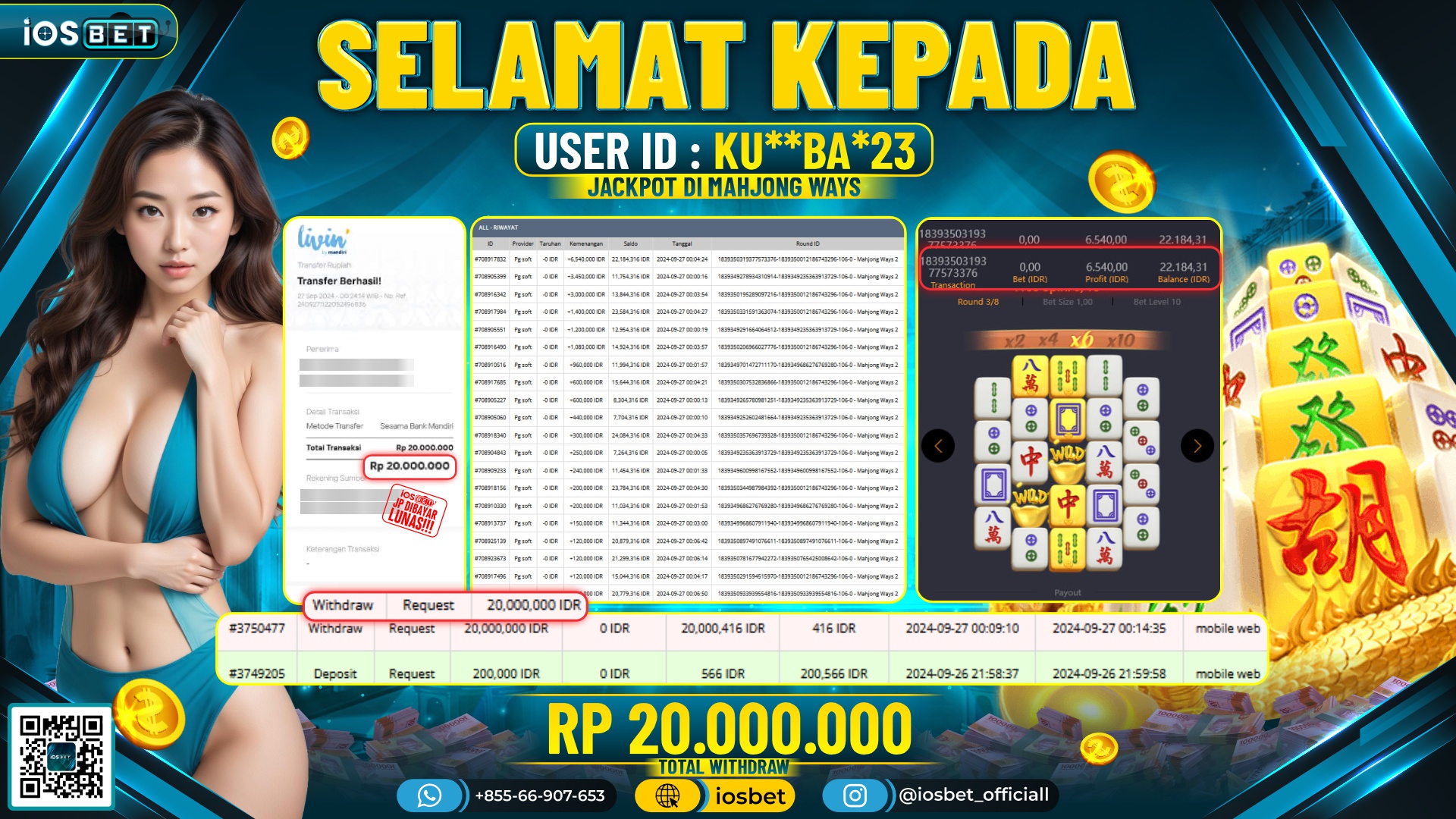 Bukti Pembayaran LUNAS SLOT GAME GACOR Rp.20.000.000,-