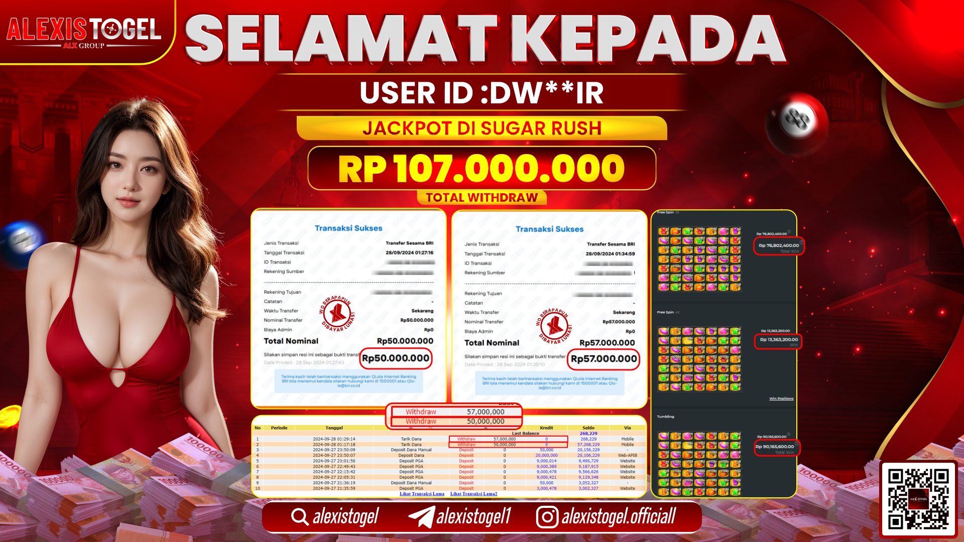 ALEXISTOGEL JACKPOT SLOT SUGAR RUSH RP.107.000.000 LUNAS