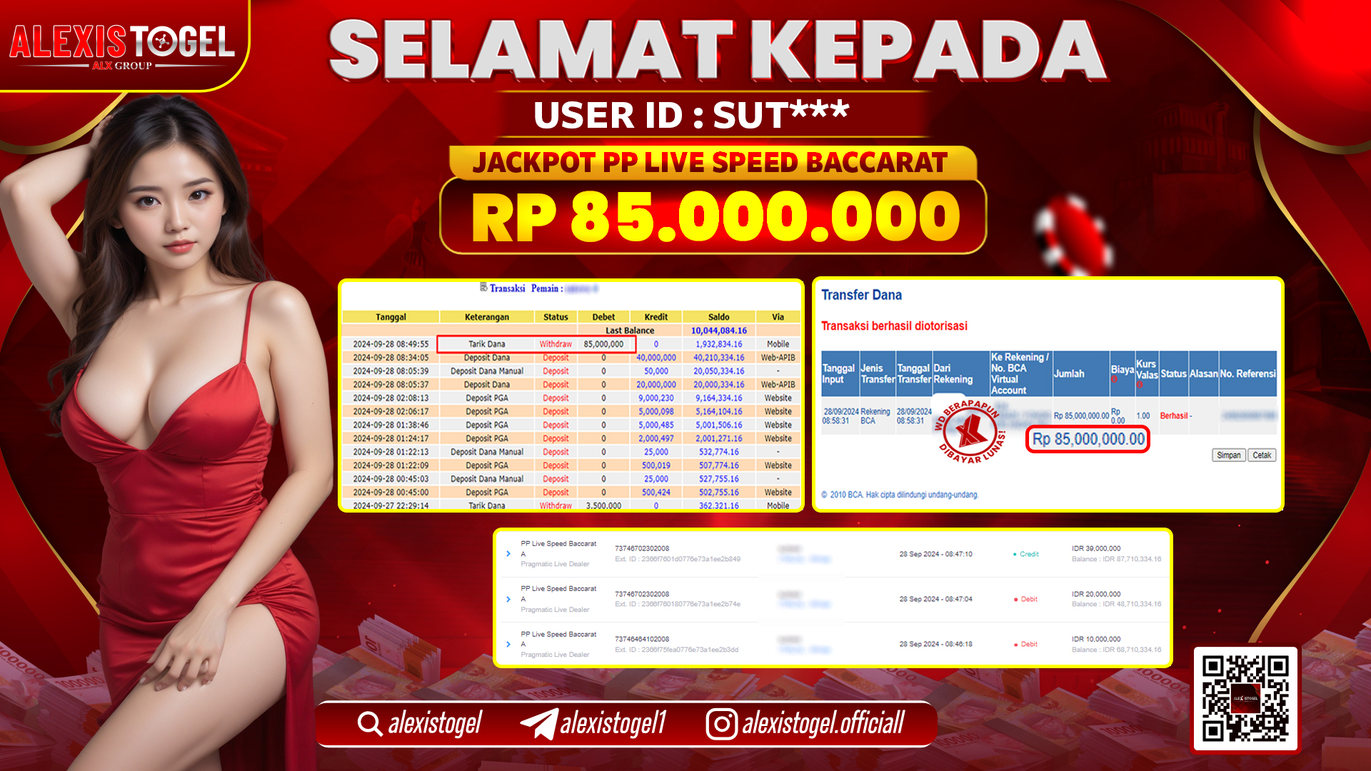 ALEXISTOGEL JACKPOT PP LIVE SPEED BACCARAT RP.85.000.000 LUNAS