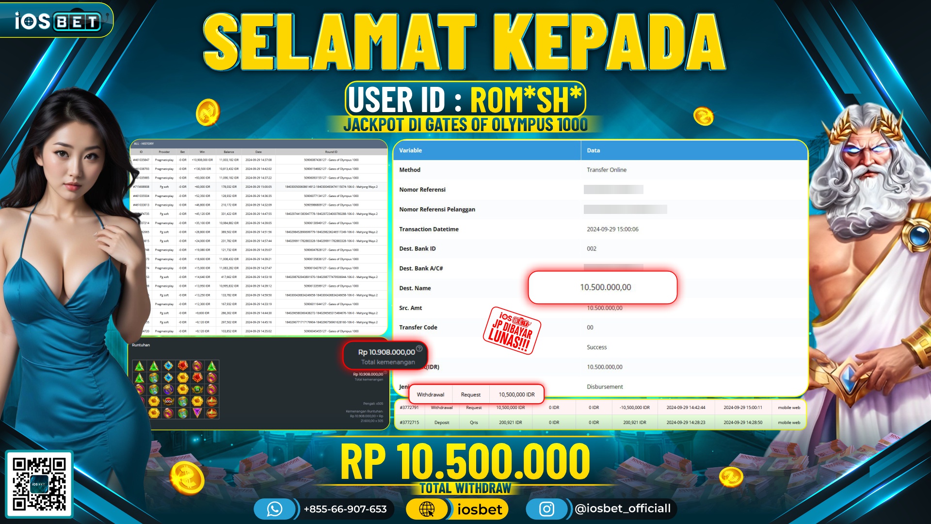 Bukti Pembayaran LUNAS SLOT GAME GACOR Rp.10.500.000,-