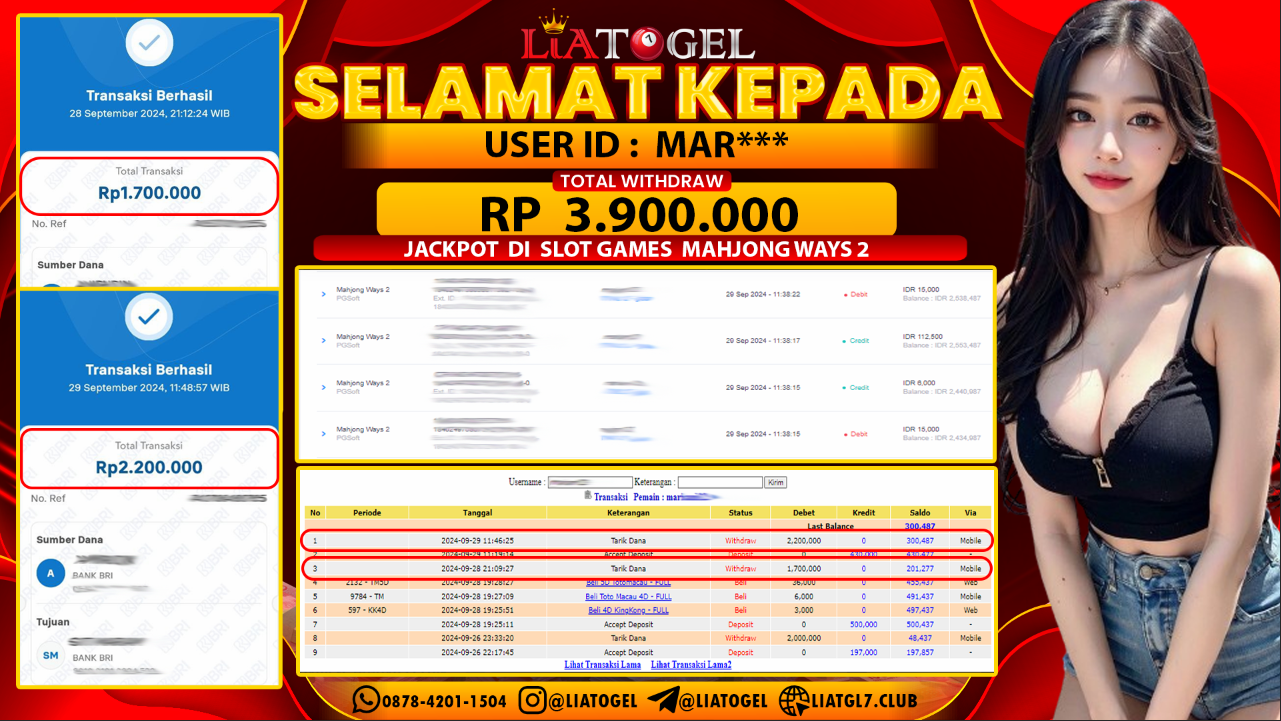 LIATOGEL - JACKPOT SLOT GAMES MAHJONG WAYS 2  RP 3.900.000,- LUNAS