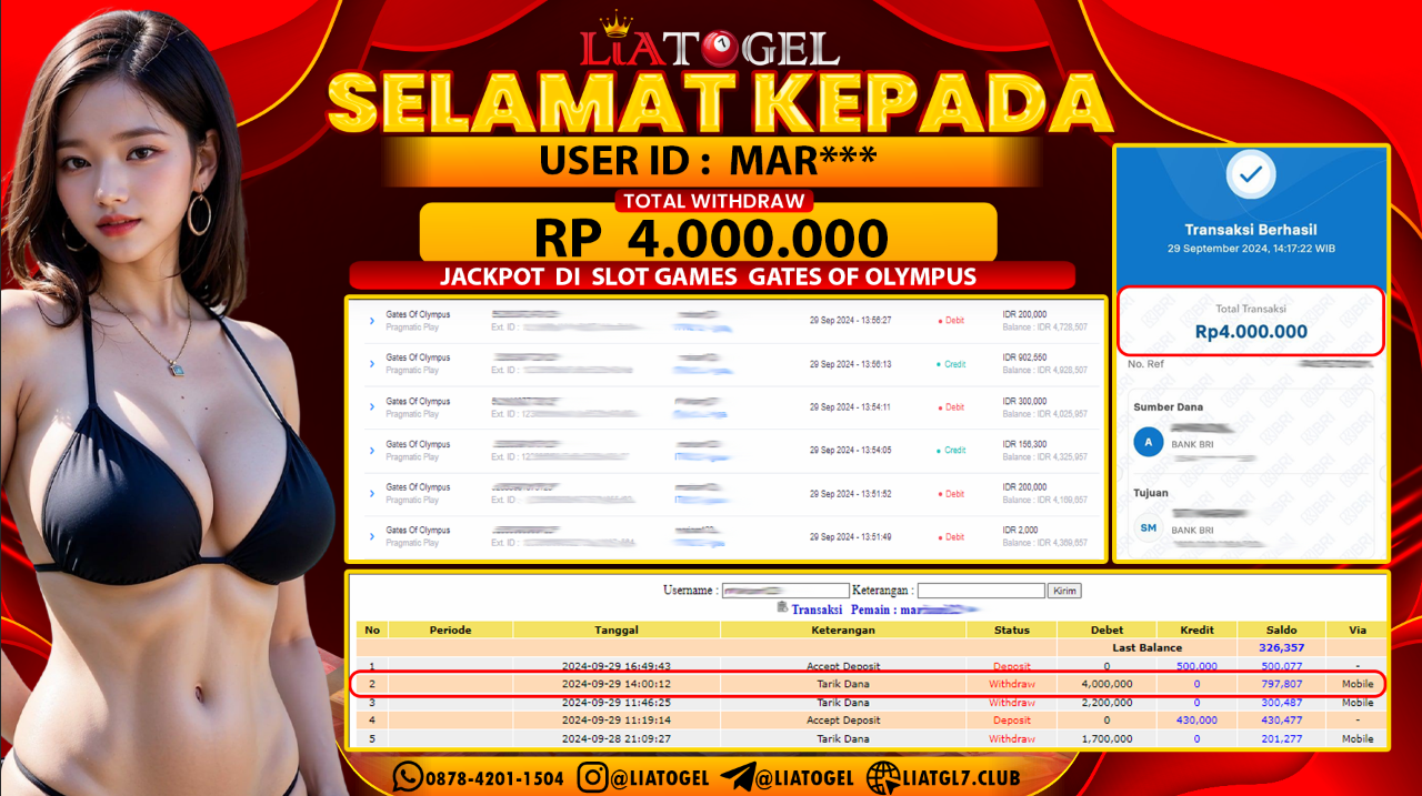 LIATOGEL - JACKPOT SLOT GAMES GATES OF OLYMPUS  RP 4.000.000,- LUNAS