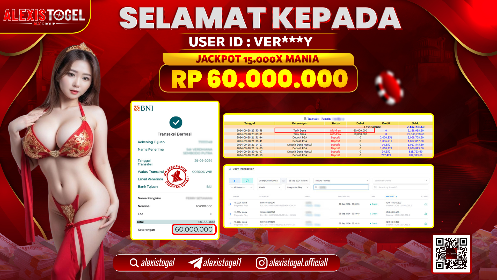 ALEXISTOGEL JACKPOT SLOT 15.000X MANIA RP.60.000.000 LUNAS