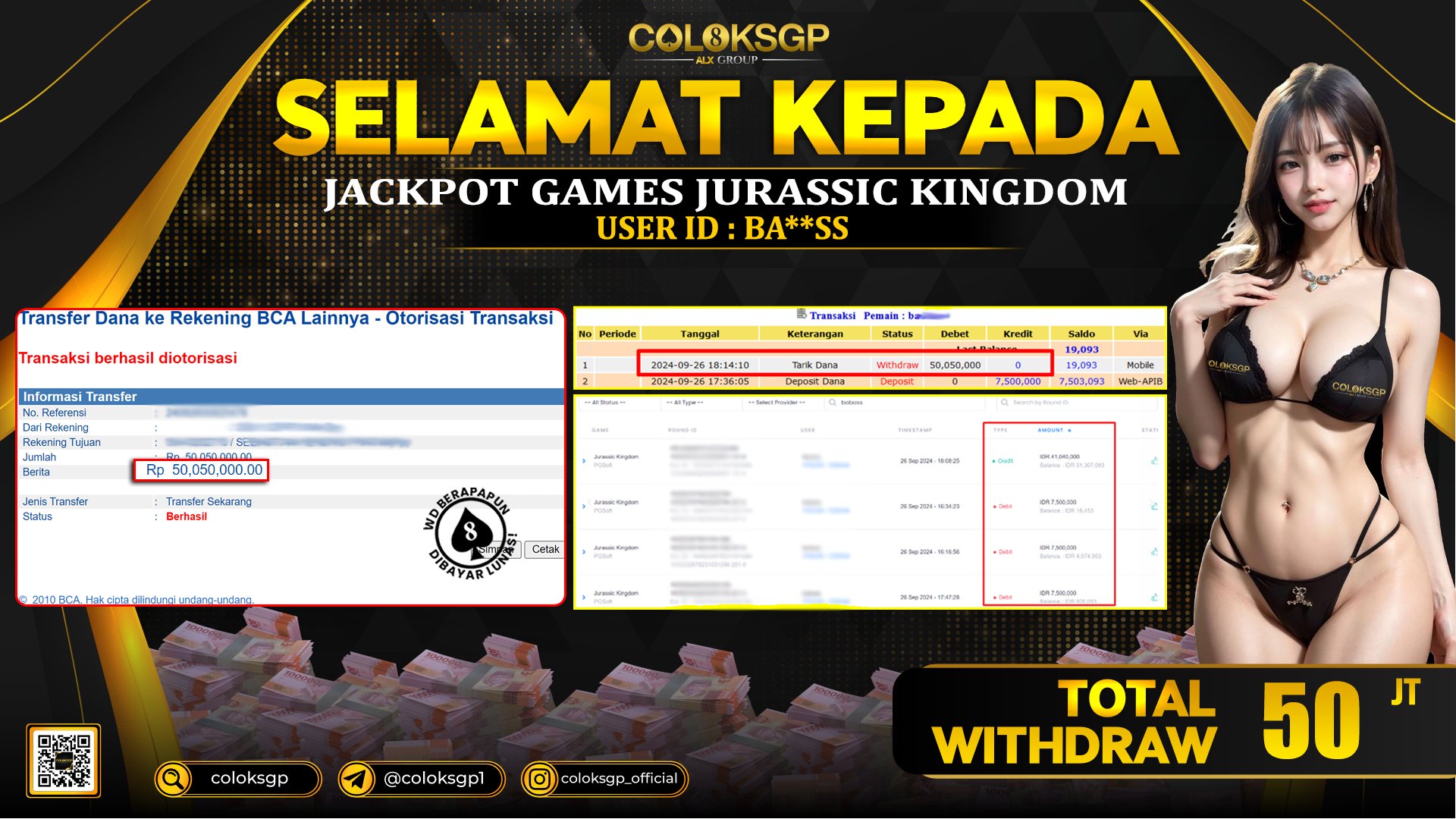 COLOKSGP JACKPOT SLOT GAMES RP 50.050.000 LUNAS