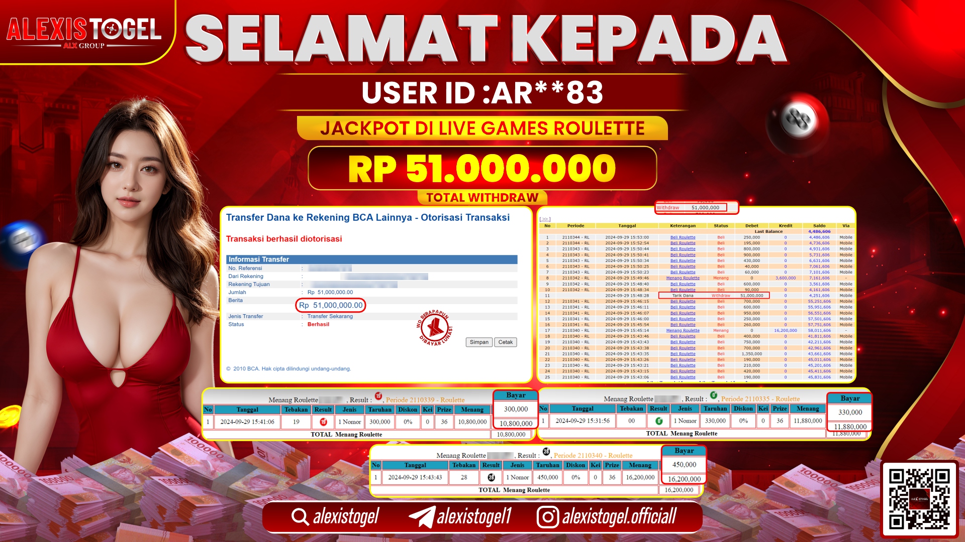ALEXISTOGEL JACKPOT LIVE GAMES ROULETTE RP.51.000.000 LUNAS
