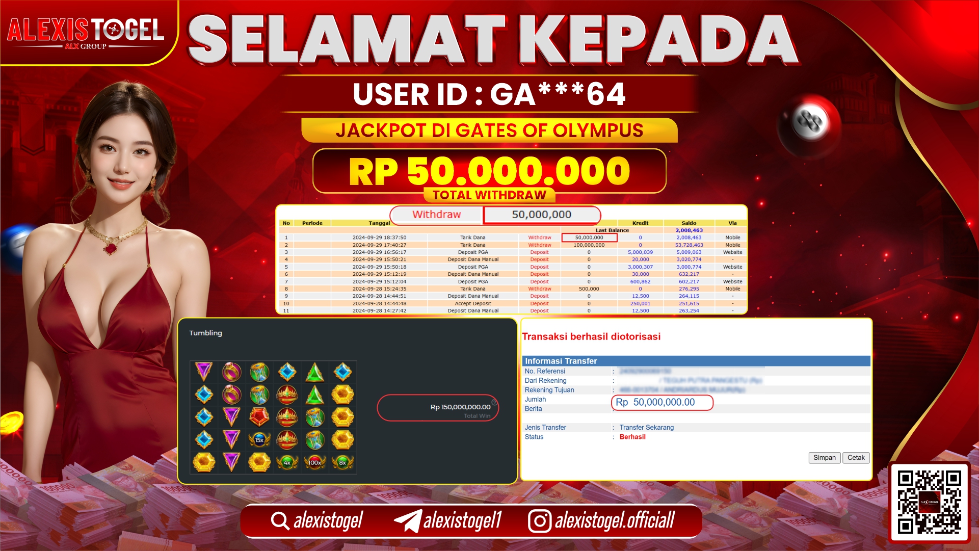 ALEXISTOGEL JACKPOT SLOT GATES OF OLYMPUS RP.50.000.000 LUNAS