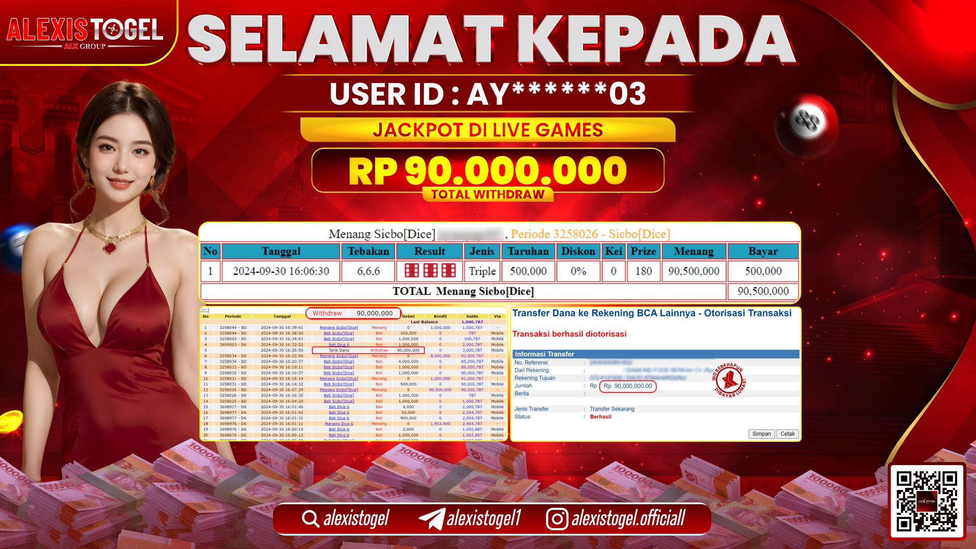 ALEXISTOGEL JACKPOT LIVE GAMES RP.90.000.000 LUNAS