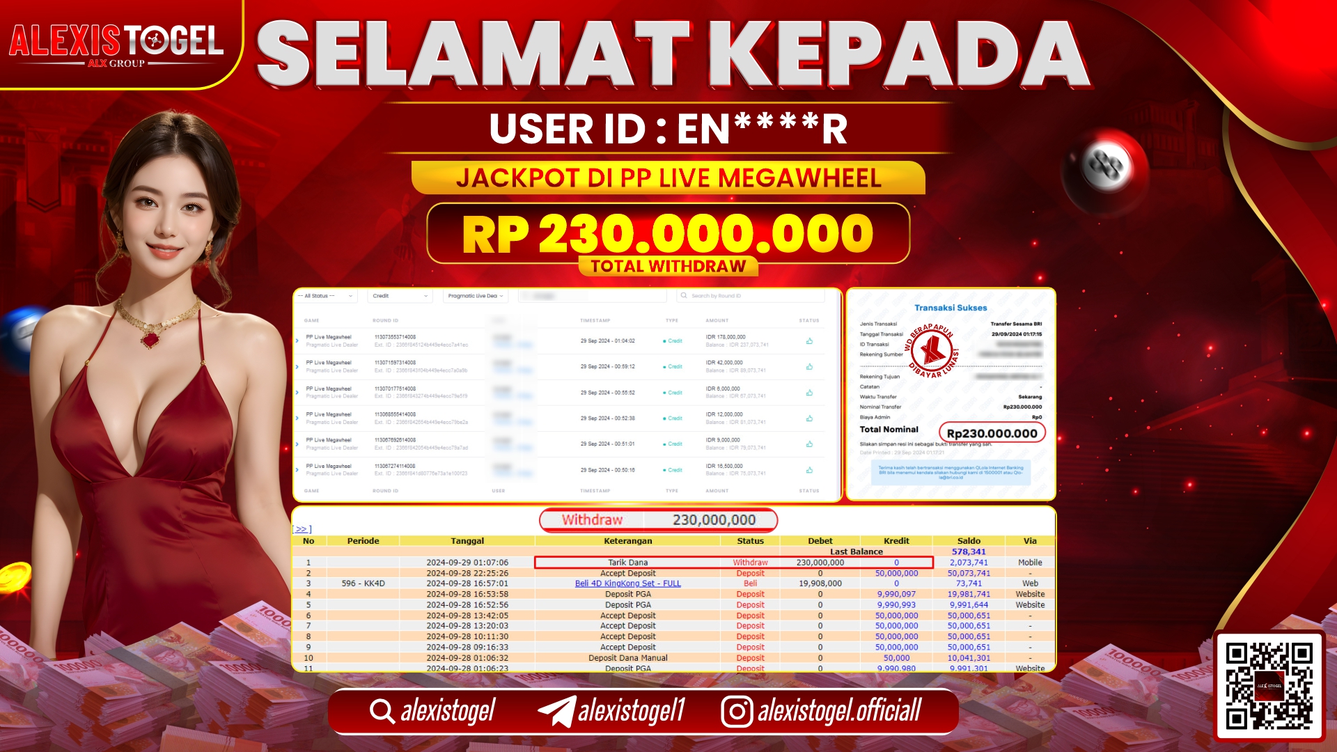 ALEXISTOGEL JACKPOT PP LIVE MEGAWHEEL RP.230.000.000 LUNAS