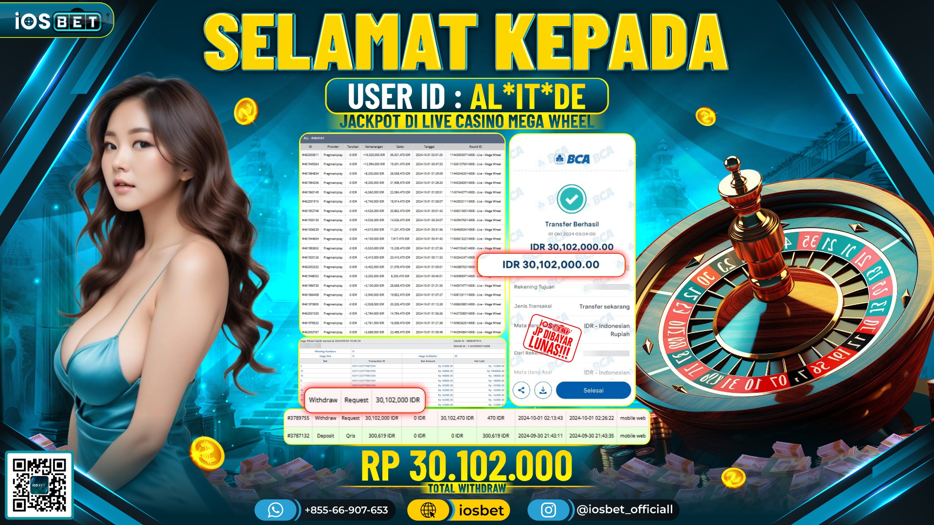 Bukti Pembayaran LUNAS LIVE GAME GACOR Rp.30.102.000,-