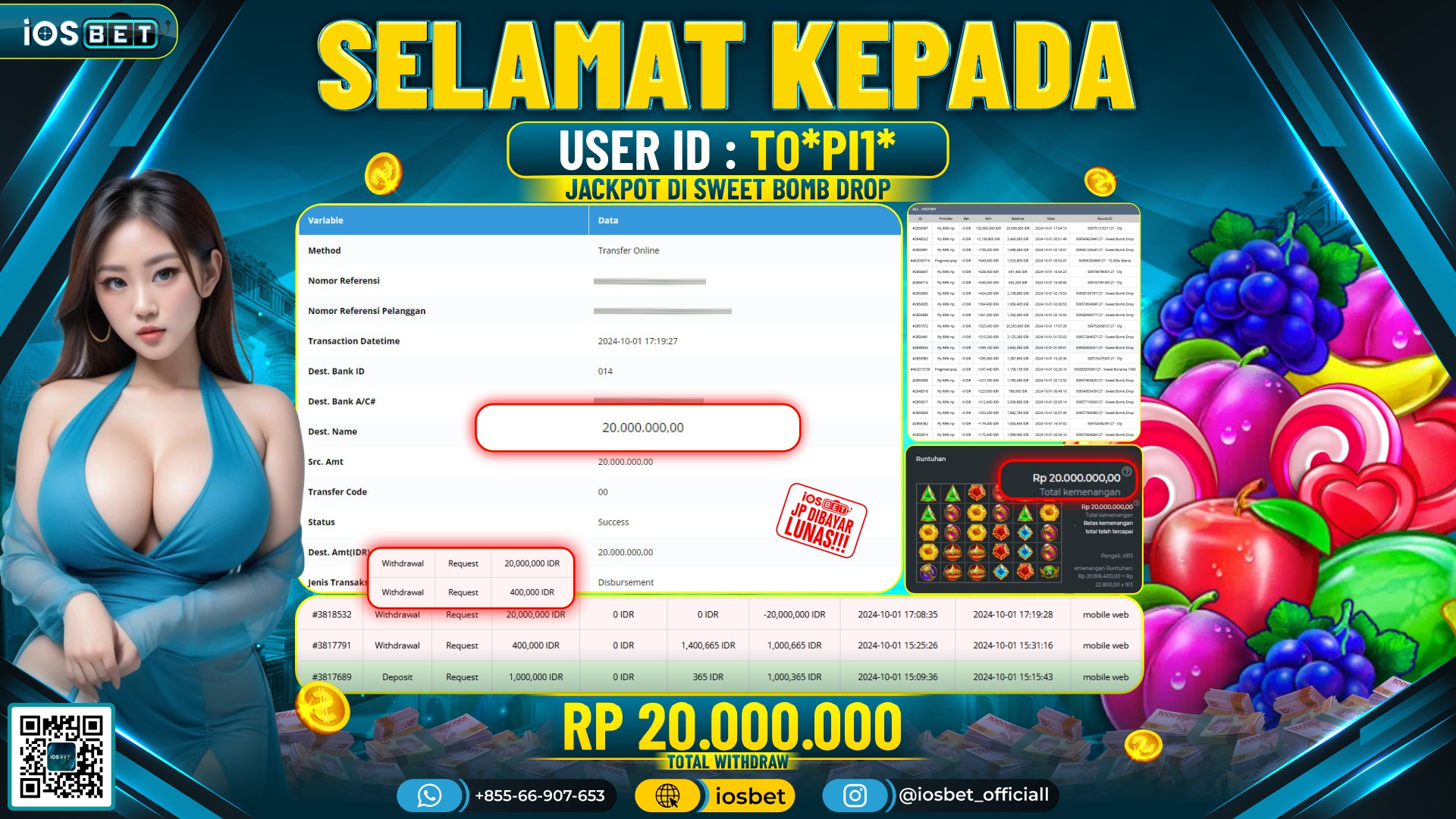 Bukti Pembayaran LUNAS SLOT GAME GACOR Rp.20.000.000,-