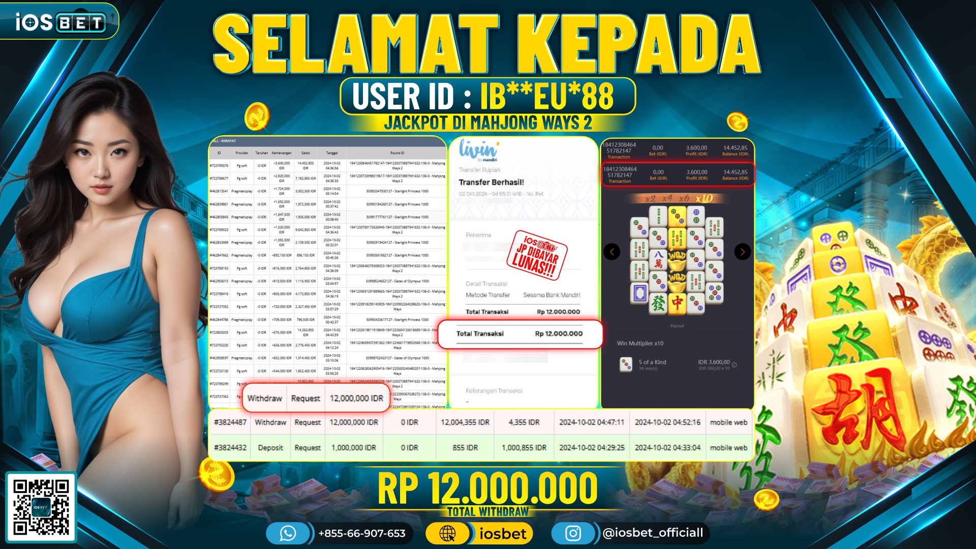 Bukti Pembayaran LUNAS SLOT GAME GACOR Rp.12.000.000,-