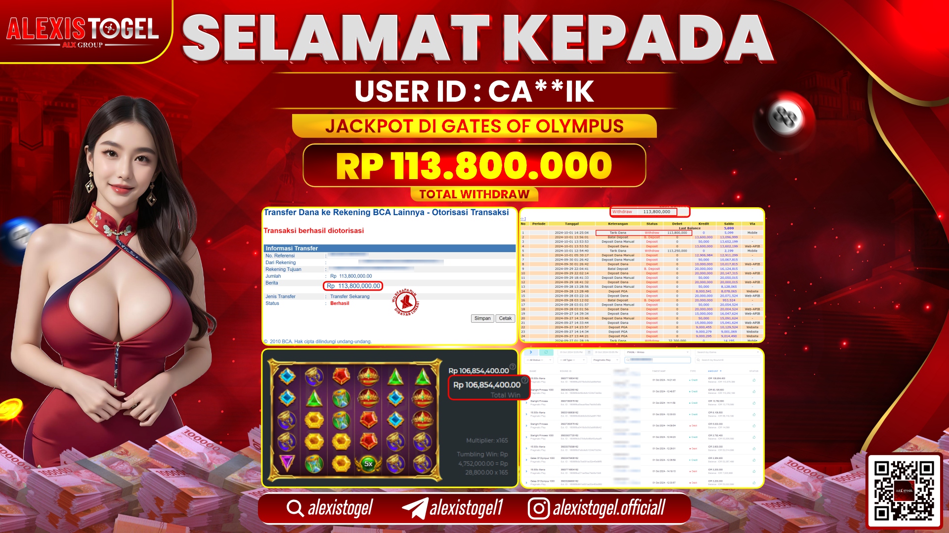 ALEXISTOGEL SLOT GATES OF OLYMPUS RP.113.800.000 LUNAS