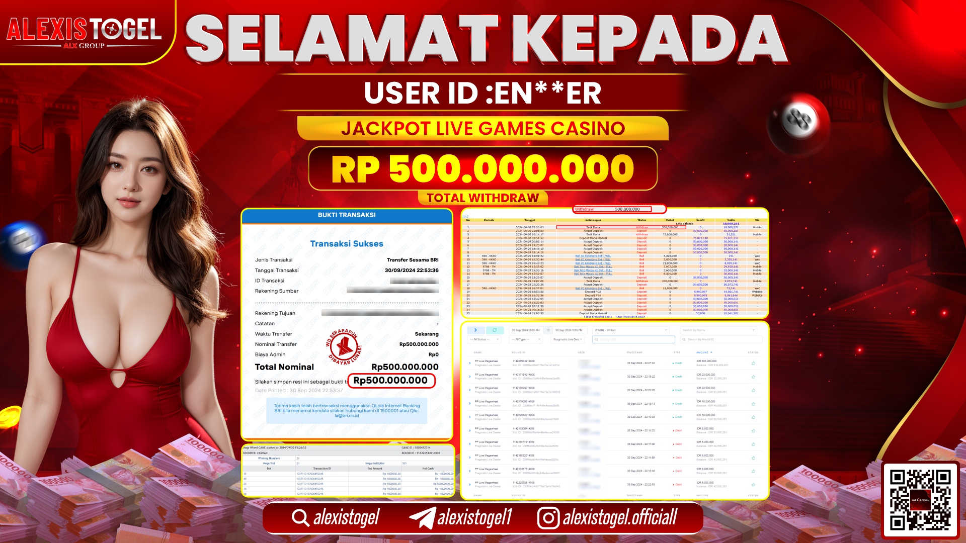 ALEXISTOGEL LIVE GAMES CASINO RP.500.000.000 LUNAS
