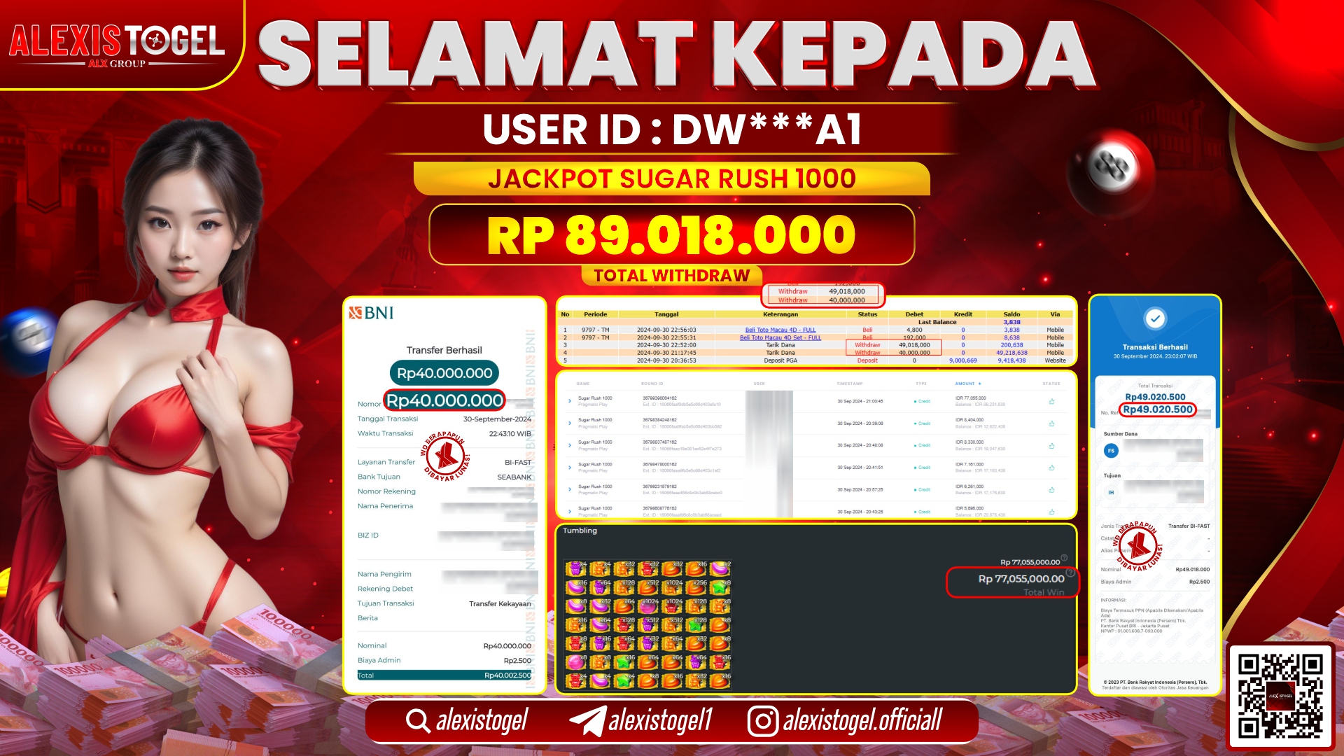 ALEXISTOGEL SLOT SUGAR RUSH RP.89.018.000 LUNAS