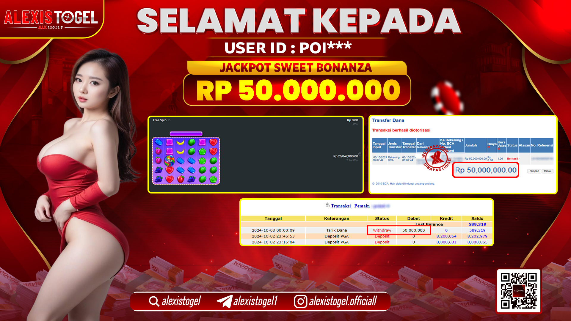ALEXISTOGEL SLOT SWEET BONANZA RP.50.000.000 LUNAS