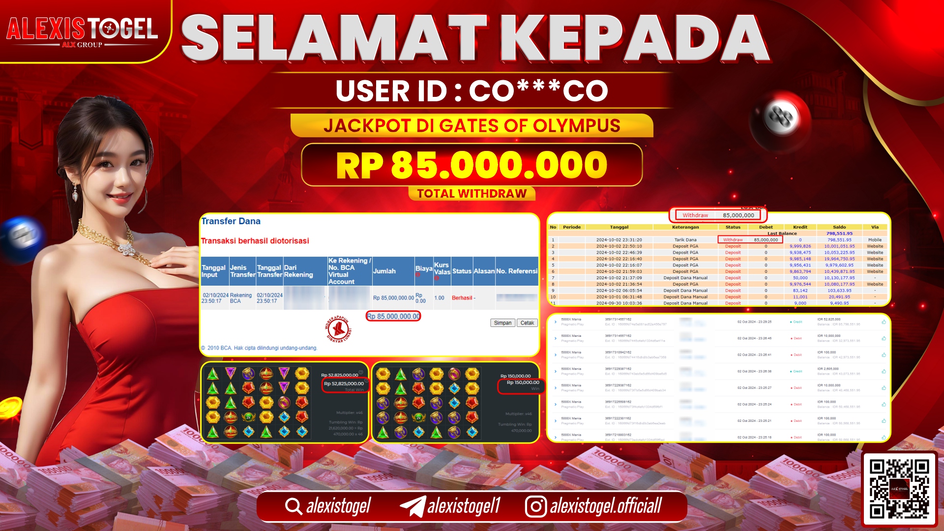 ALEXISTOGEL SLOT GATES OF OLYMPUS RP.85.000.000 LUNAS