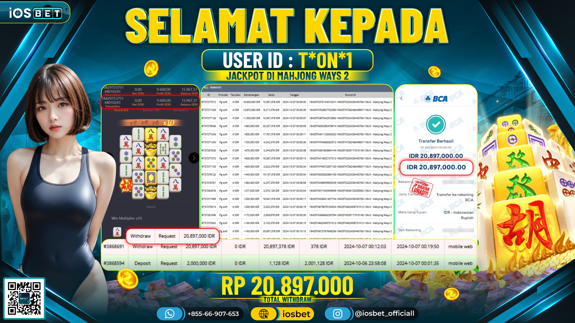 Bukti Pembayaran LUNAS SLOT GAME GACOR Rp.20.897.000,-