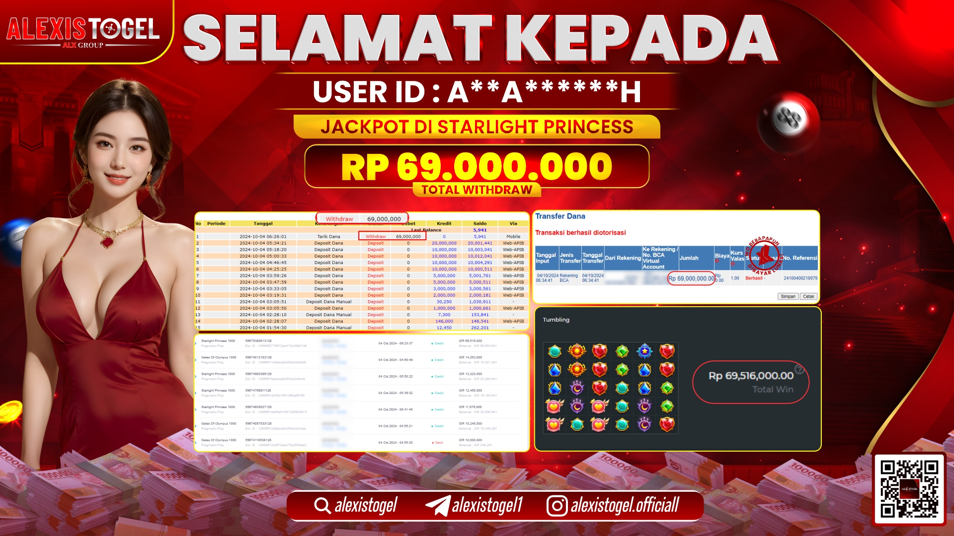 ALEXISTOGEL SLOT STARLIGHT PRINCESS RP.69.000.000 LUNAS