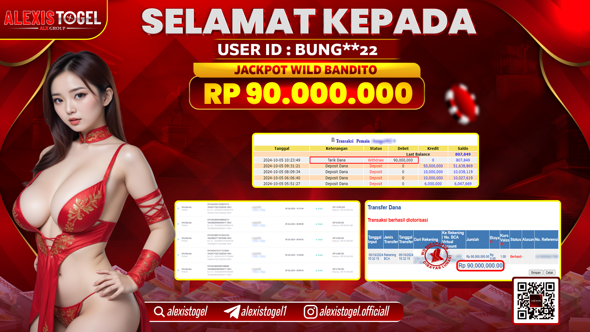 ALEXISTOGEL SLOT WILD BANDITO RP.90.000.000 LUNAS