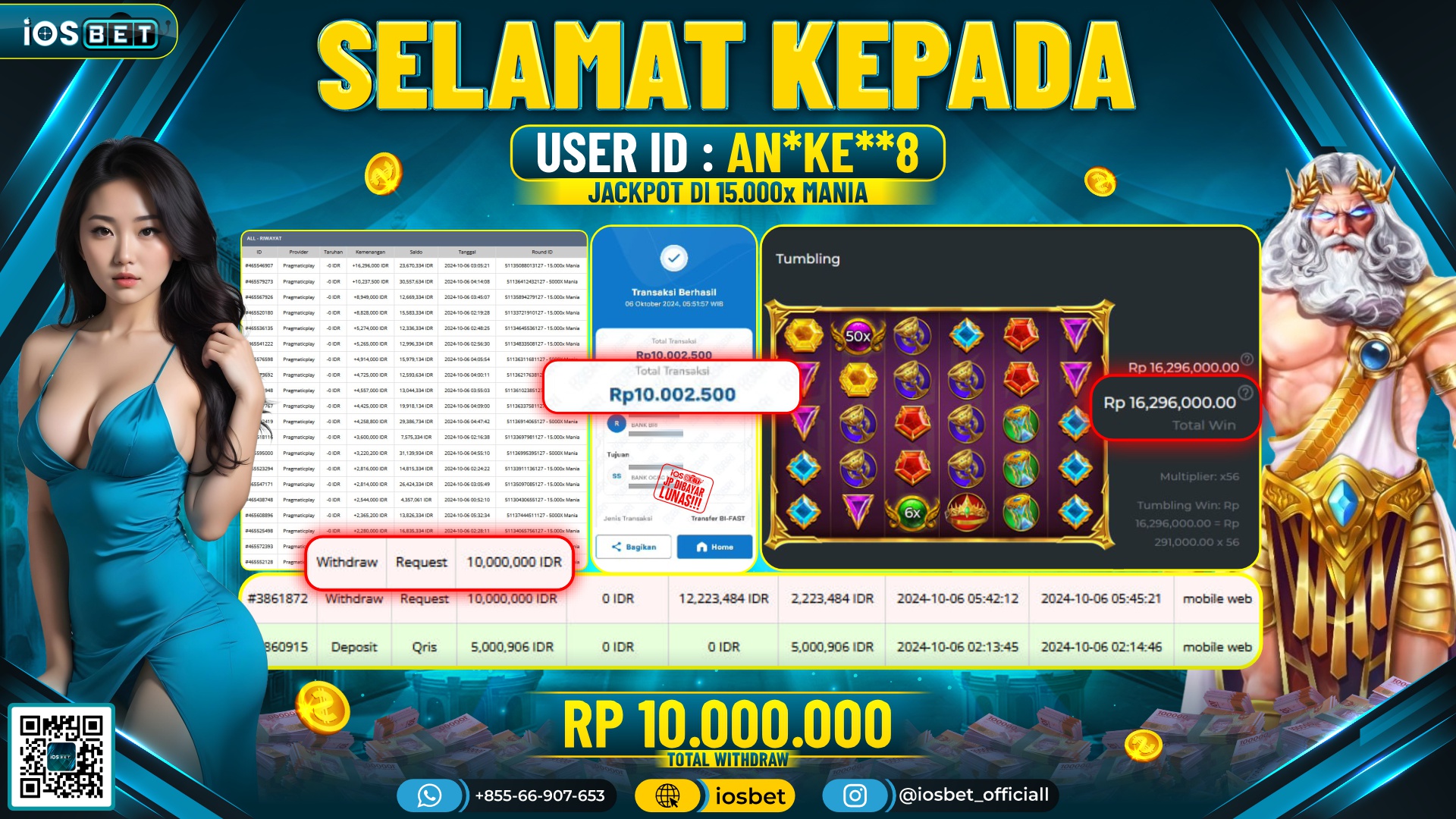 Bukti Pembayaran LUNAS SLOT GAME GACOR Rp.10.000.000,-