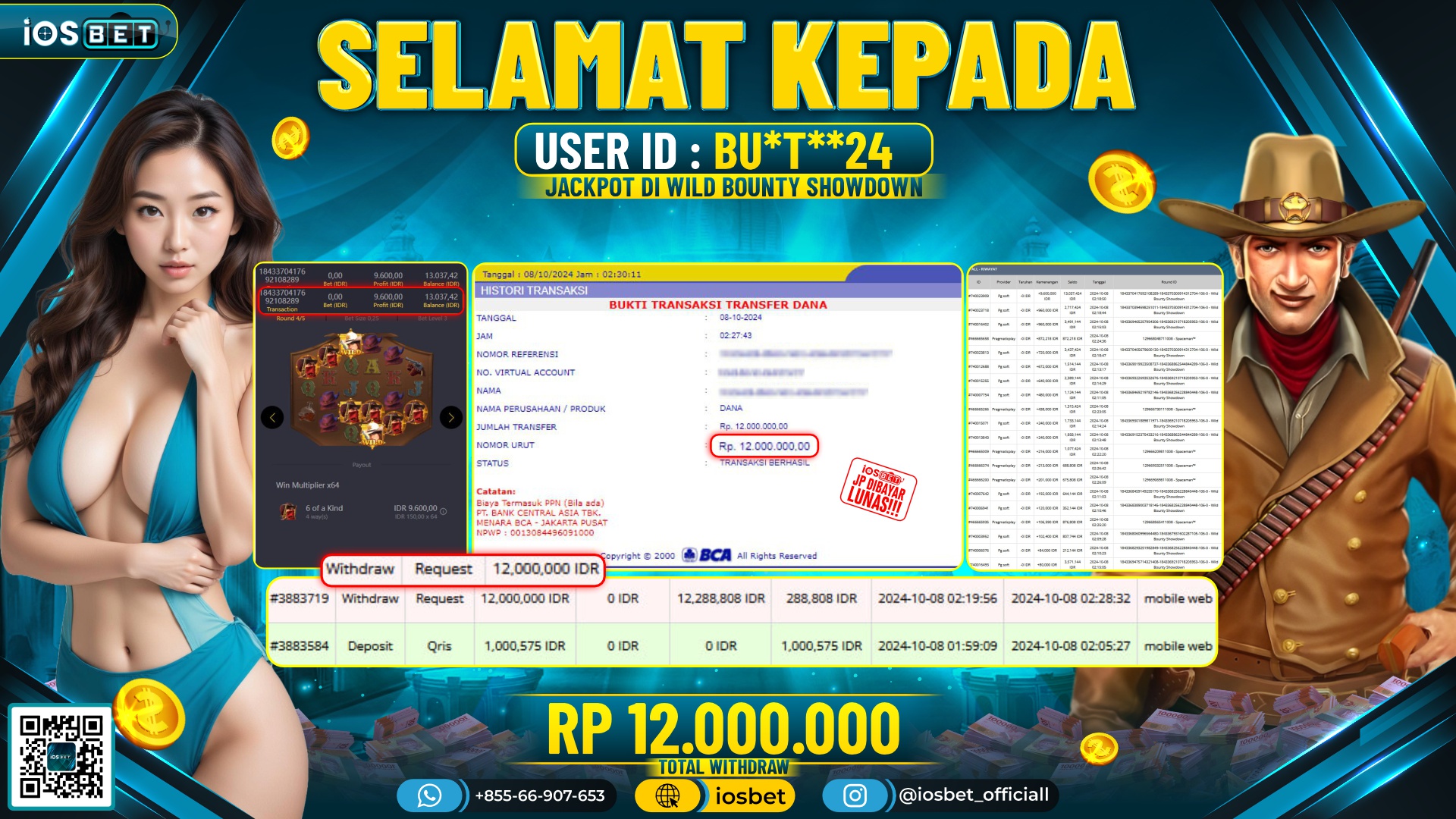 Bukti Pembayaran LUNAS SLOT GAME GACOR Rp.12.000.000,-