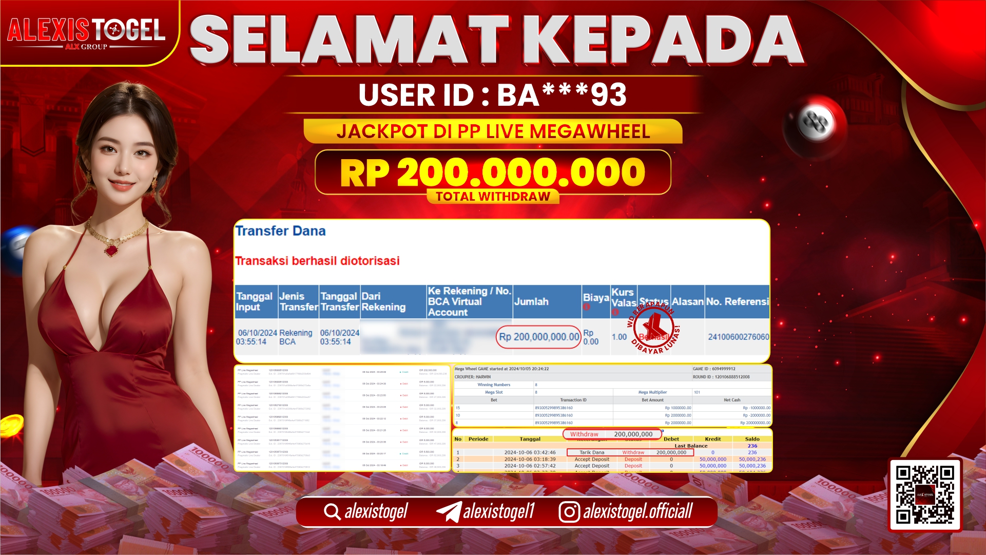 ALEXISTOGEL PP LIVE GAMES MEGAWHEEL RP.200.000.000 LUNAS