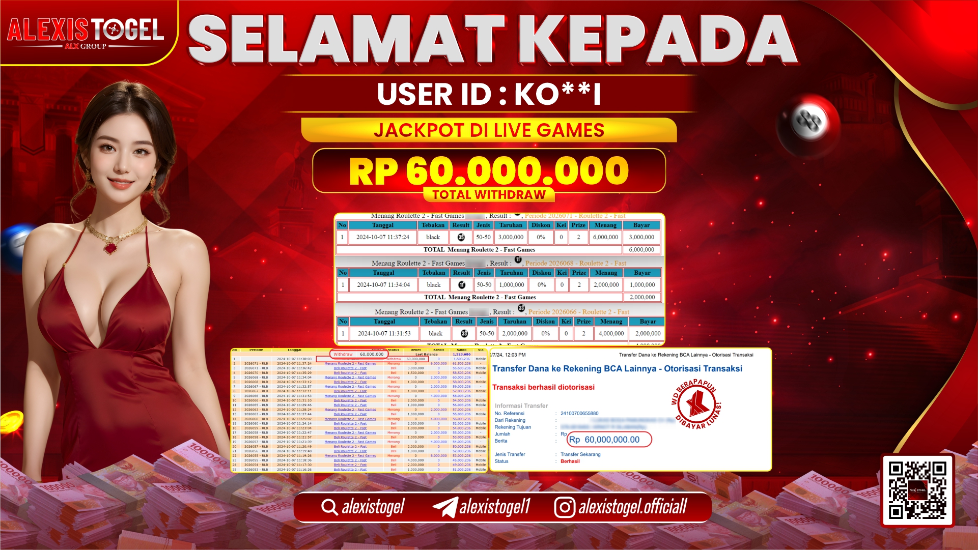 ALEXISTOGEL LIVE GAMES RP.60.000.000 LUNAS