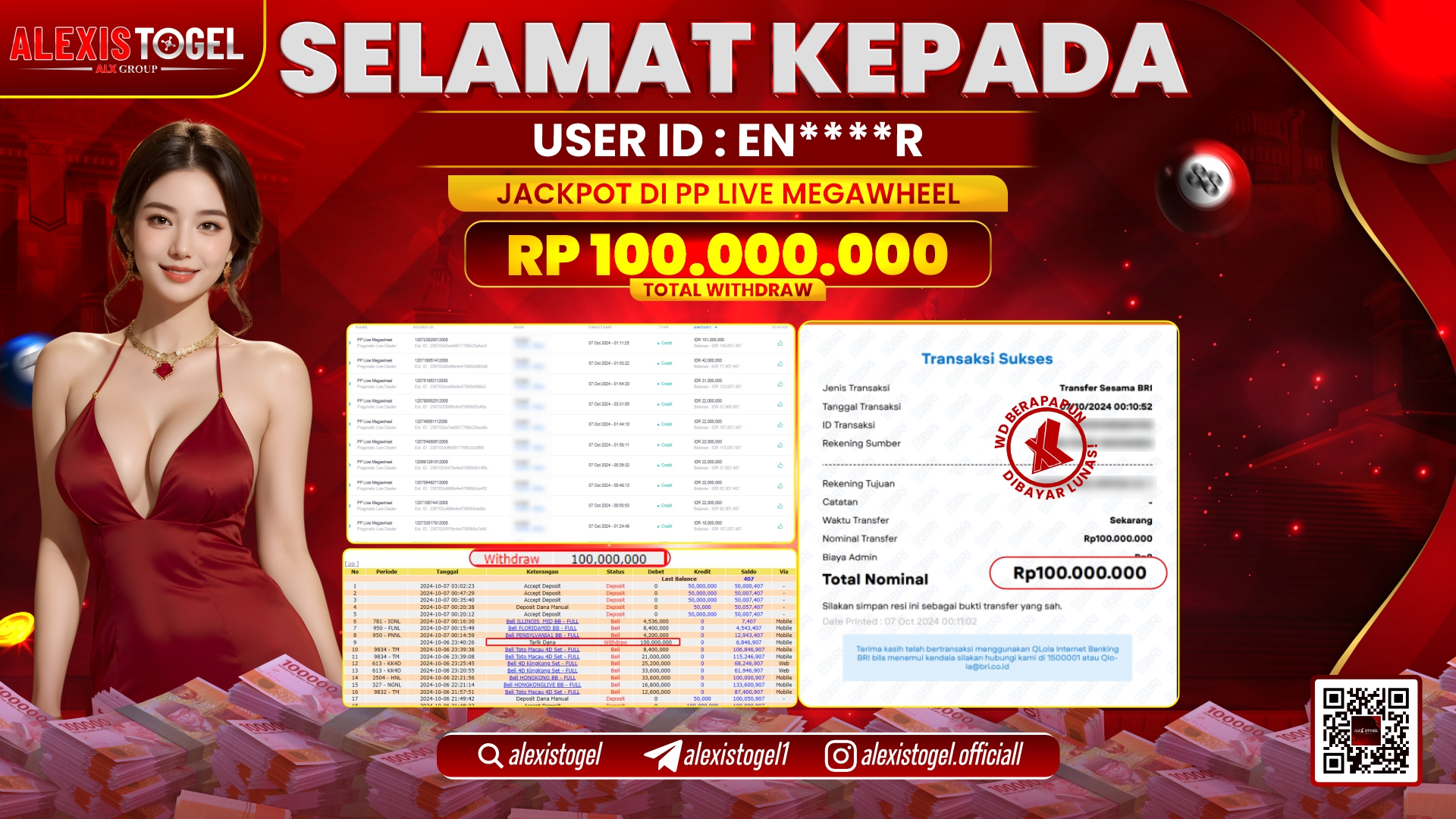 ALEXISTOGEL PP LIVE MEGAWHEEL RP.100.000.000 LUNAS