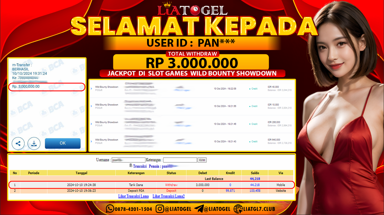 LIATOGEL - JACKPOT SLOT GAMES WILD BOUNTY SHOWDOWN   RP  3.000.000,- LUNAS