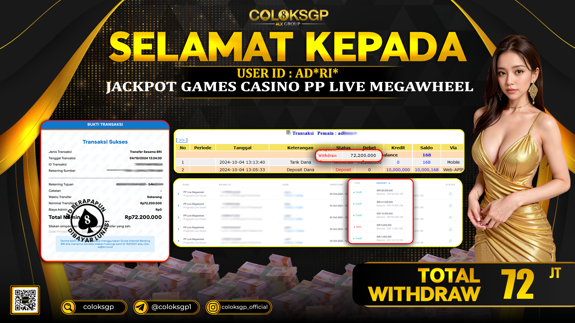 COLOKSGP JACKPOT SLOR GAMES RP 72.200.000 LUNAS