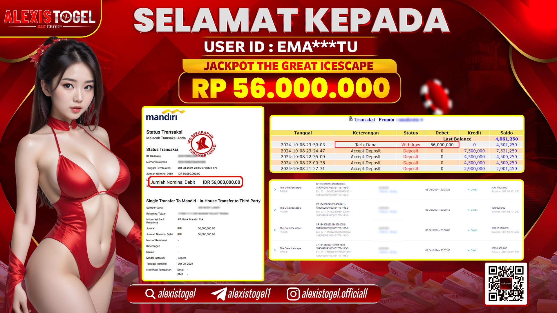 ALEXISTOGEL SLOT GREAT ICESCAPE RP.56.000.000 LUNAS