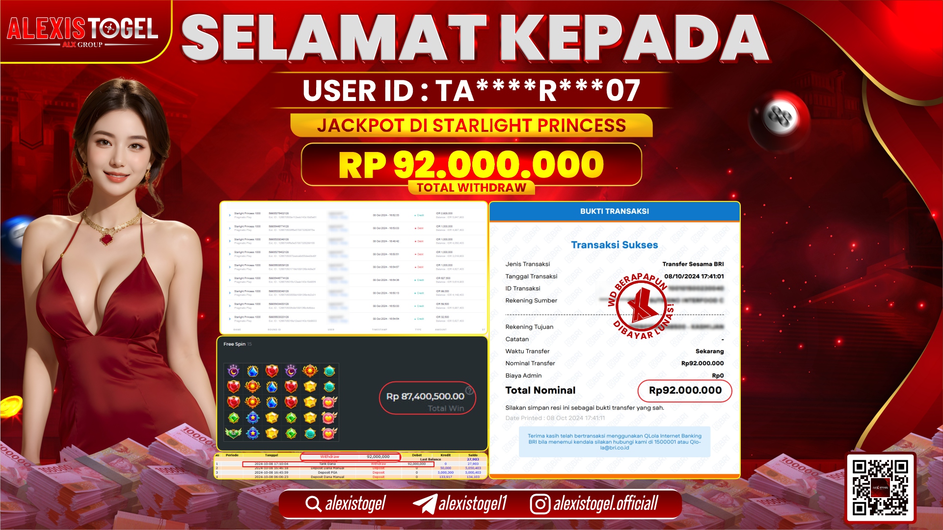 ALEXISTOGEL SLOT STARLIGHT PRINCESS RP.92.000.000 LUNAS