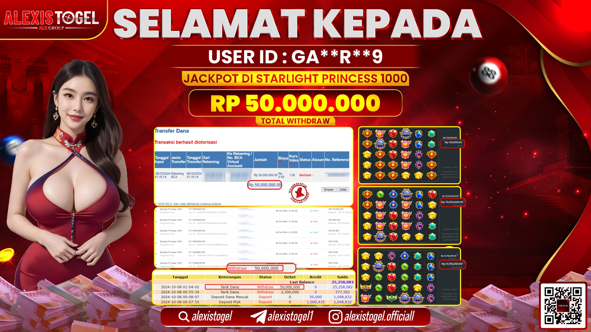 ALEXISTOGEL SLOT STARLIGHT PRINCESS RP.50.000.000 LUNAS