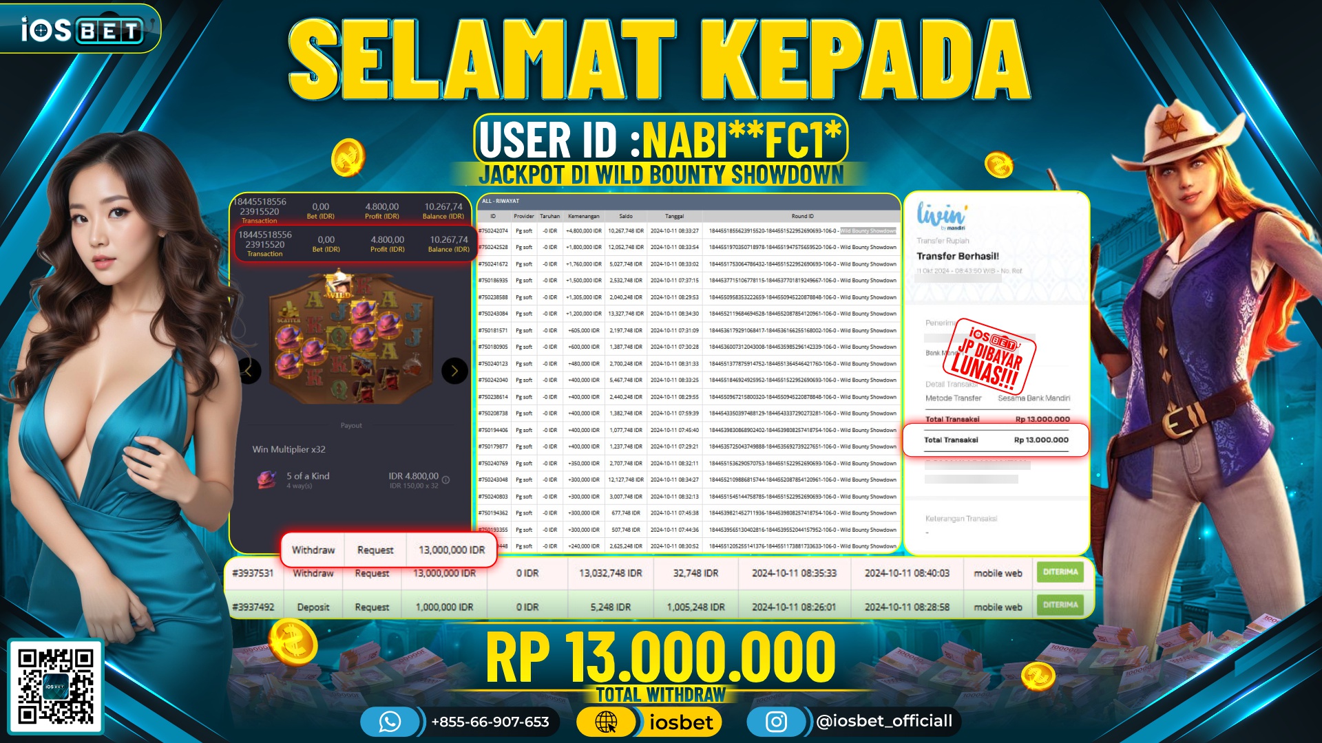 Bukti Pembayaran LUNAS SLOT GAME GACOR Rp.13.000.000,-