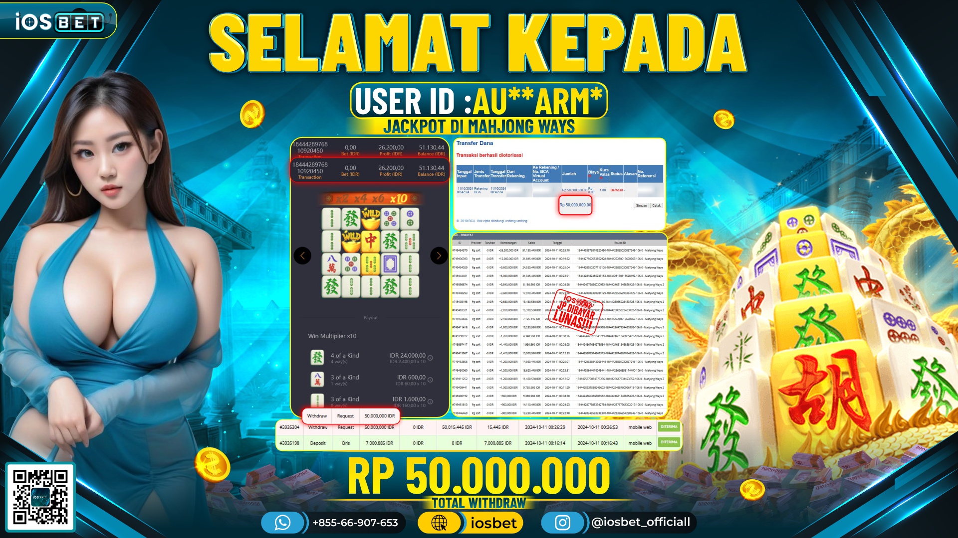 Bukti Pembayaran LUNAS SLOT GAME GACOR Rp.50.000.000,-