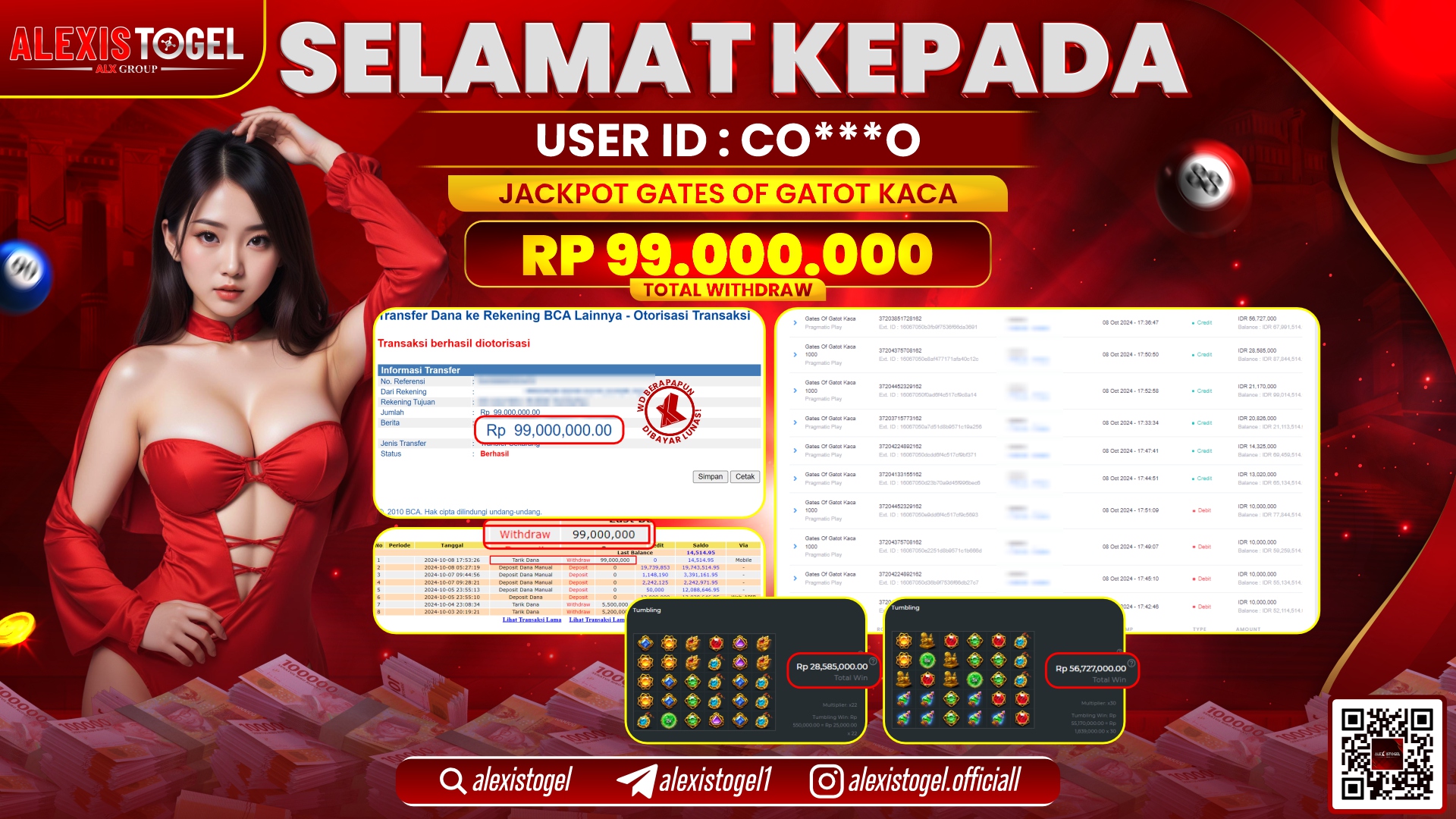 ALEXISTOGEL SLOT GATOT KACA RP.99.000.000 LUNAS