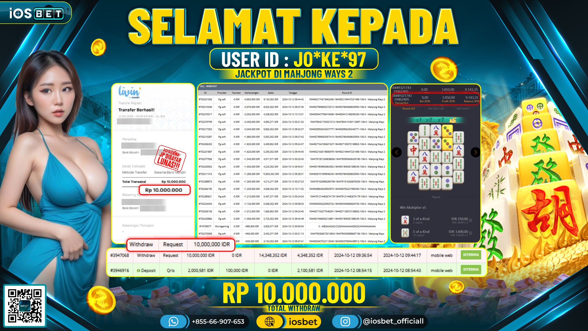 Bukti Pembayaran LUNAS SLOT GAME GACOR Rp.10.000.000,-