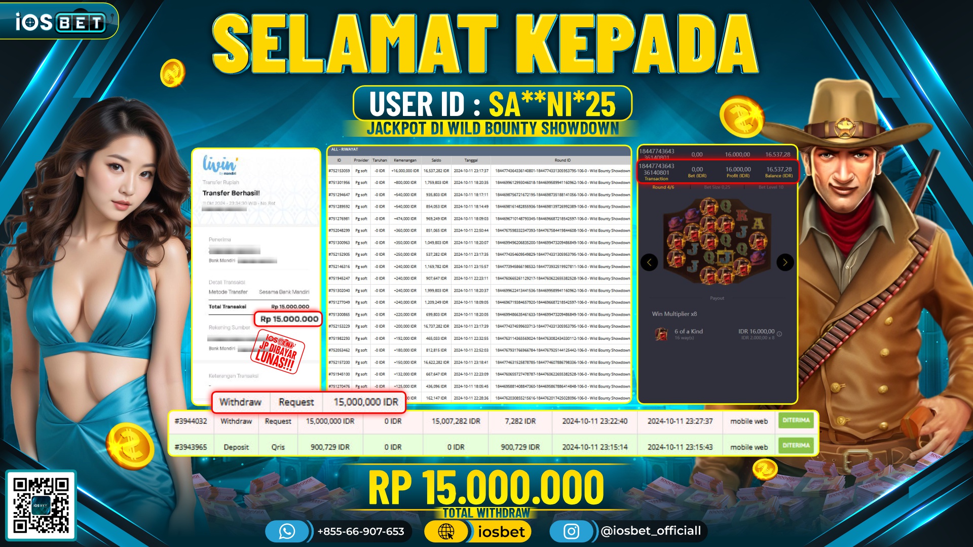 Bukti Pembayaran LUNAS SLOT GAME GACOR Rp.15.000.000,-