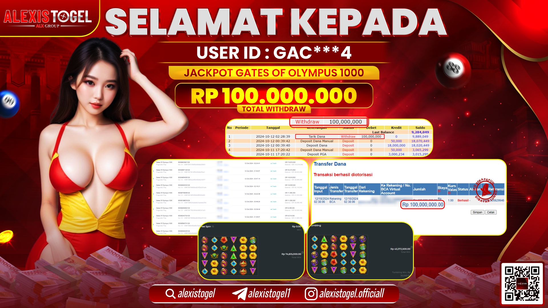 ALEXISTOGEL SLOT GATES OF OLYMPUS RP.100.000.000 LUNAS